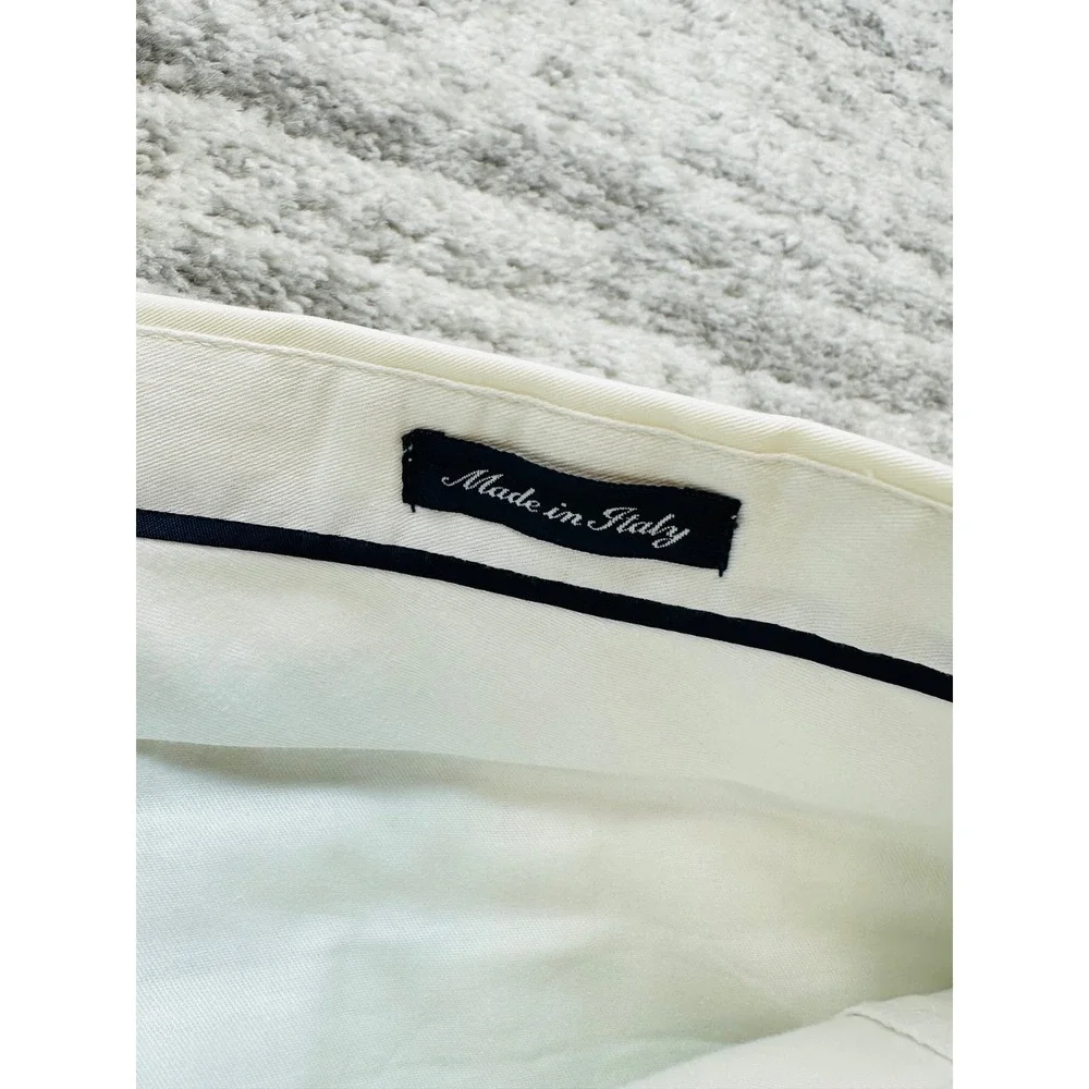 NOS Polo Ralph Lauren Dress Pants Men 36 White Made in Italy Cotton Cuffed Chino
